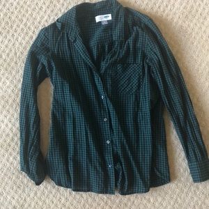 Old navy green checkered button down